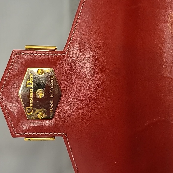 DIOR VINTAGE 2000'S STUNNING RED CALFSKIN LEATHER 3-WAY BAG CONTRAST STITCH/GOLD - Picture 10 of 17